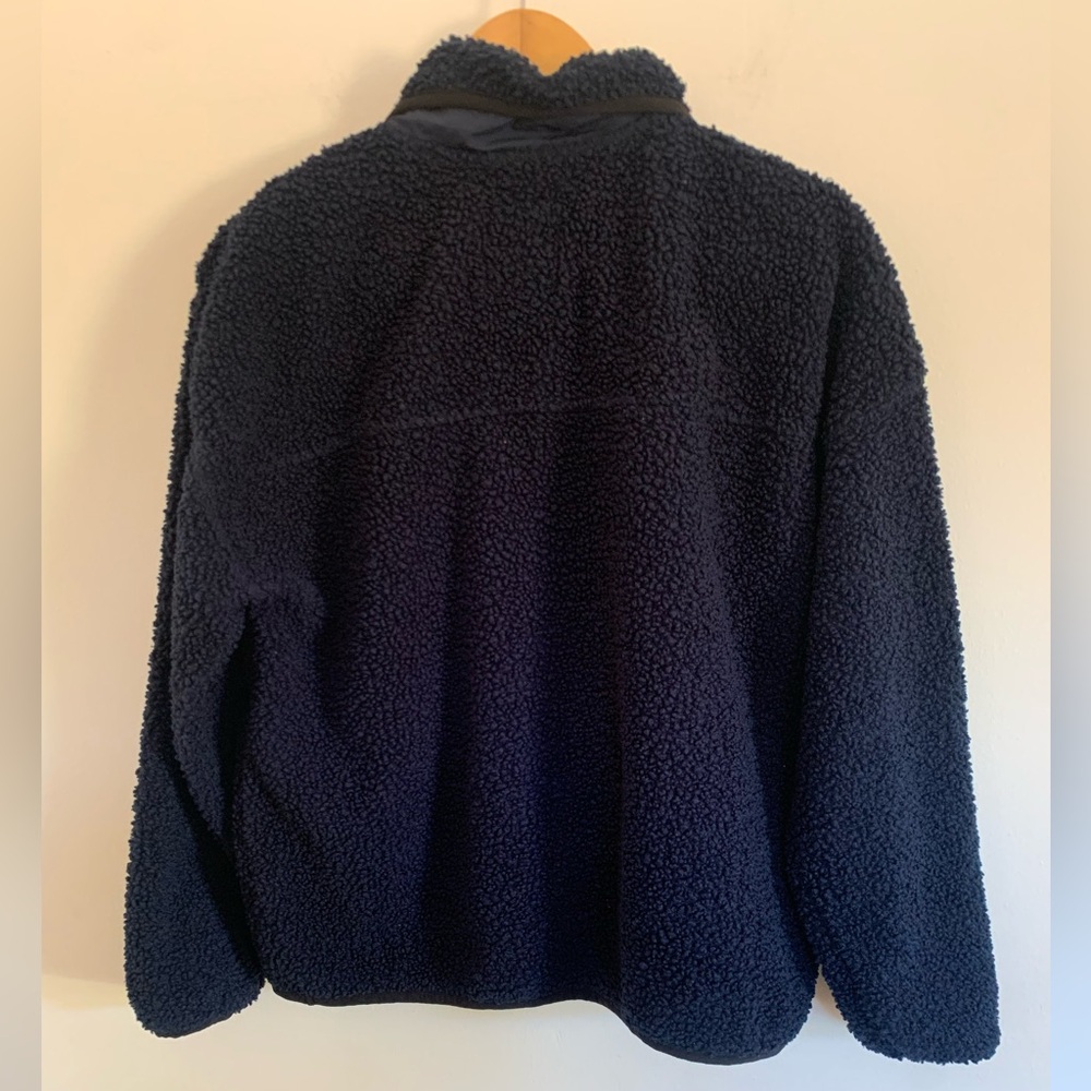 Free Assembly Zip Up Faux Sherpa Jacket Front Patch Pockets Blue Size M - Picture 4 of 6
